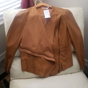 New With Tag. JUSTFAB Faux Leather Drape Jacket-Large